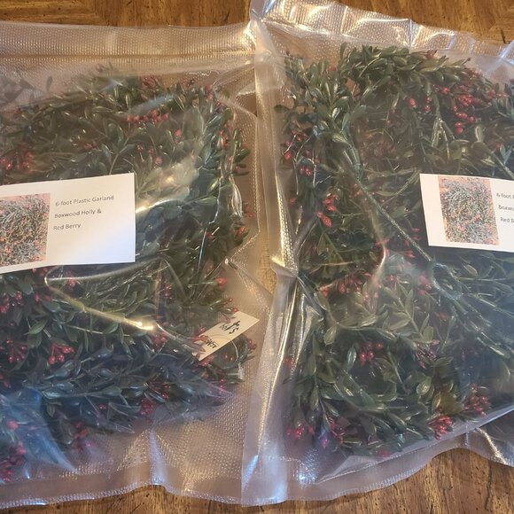 6-foot Box Holly & Berry Plastic Garland, Set of2 - Picture 2 of 5